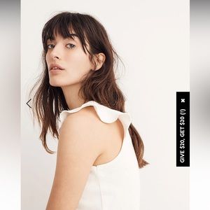Madewell ruffle-sleeve tank white size small